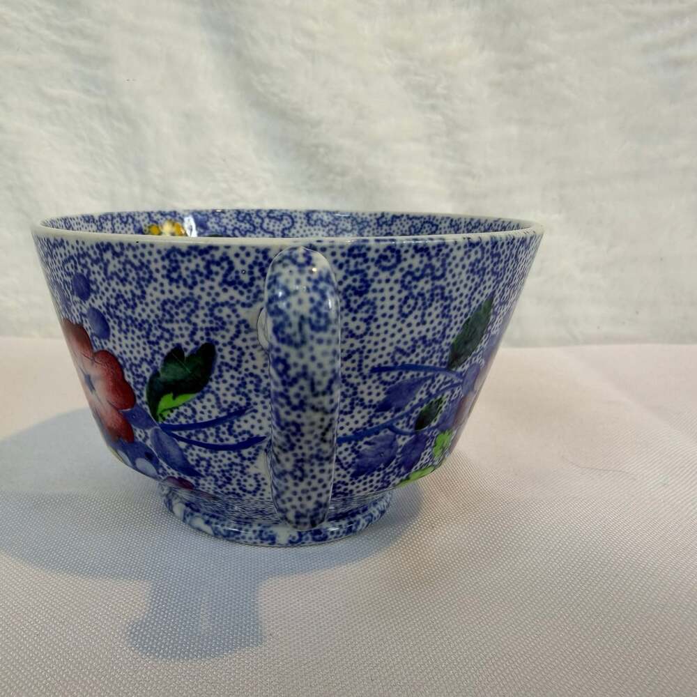 COPELAND SPODE WILD FLOWER FOOTED TEA CUP MULTICOLOR FLORAL ON BLUE *no Saucer - Picture 7 of 10